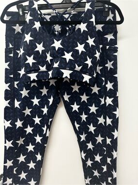 CVG Blue Star Struck Capri Leggings and Sports Bra Set